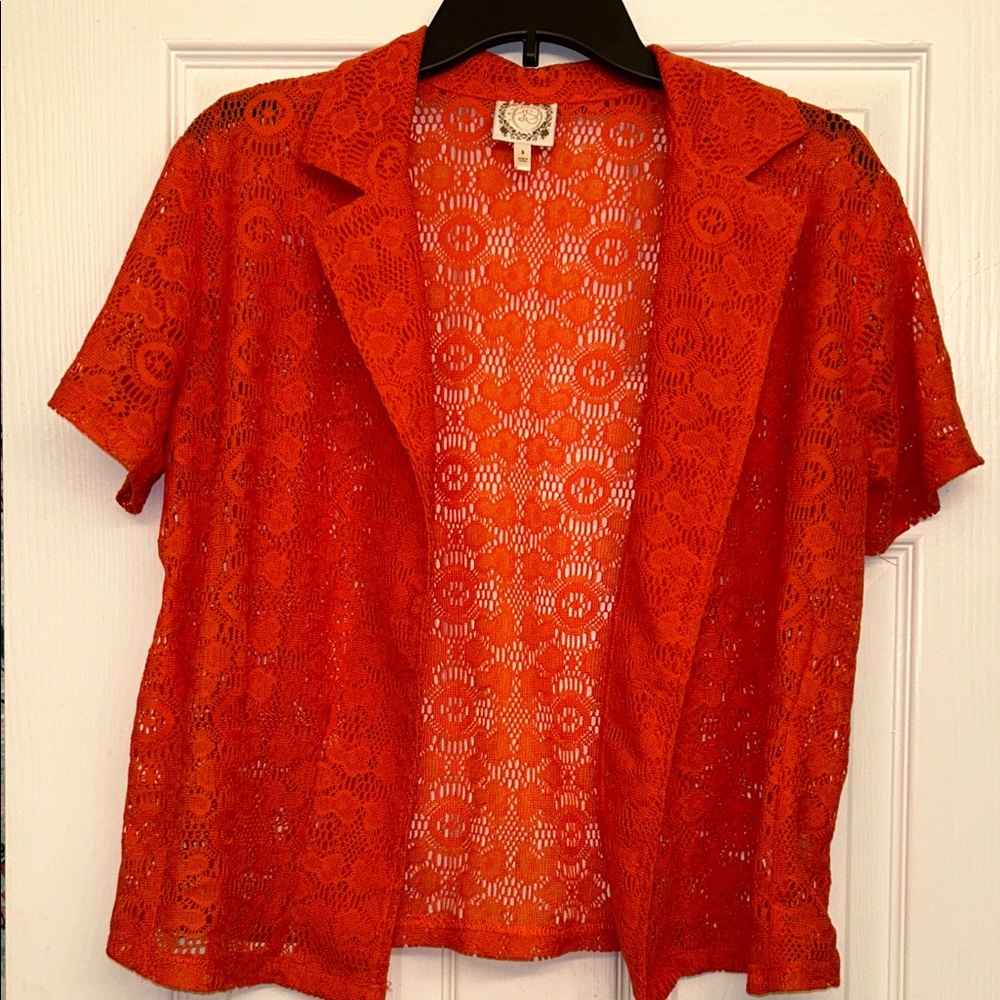 Vibrant Orange Lace Blouse